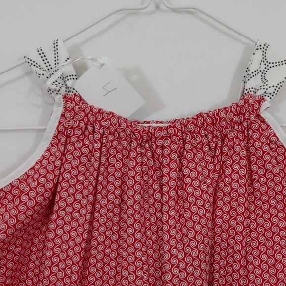 Home Made Sewn By Murray Red & White Sun Dress Size 4 Crochet Pocket On Front - Picture 4 of 6